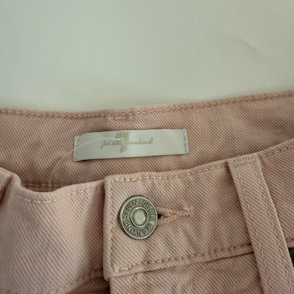 7 For All Mankind High Waist Shorts Womens Pink Cut Off 5 Pocket Raw Hem - Picture 3 of 7